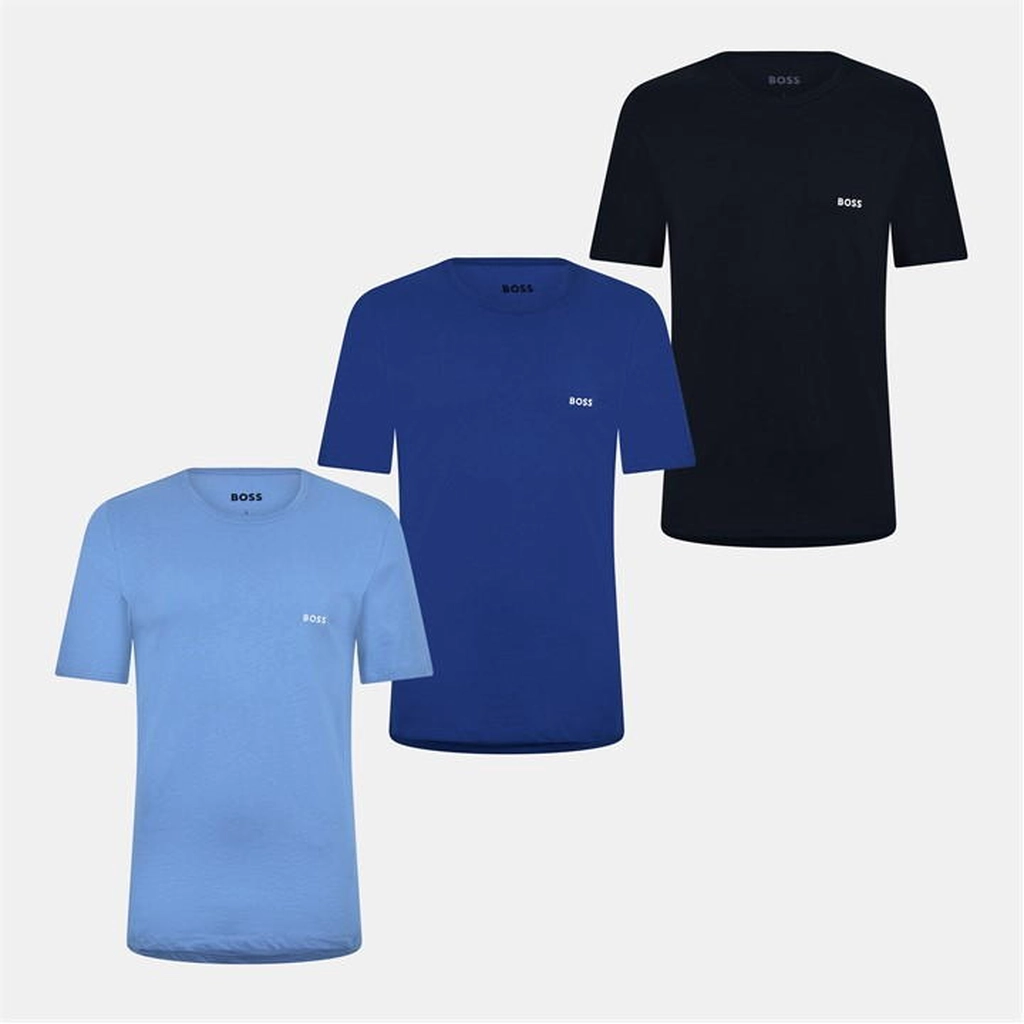 Hugo Boss Mens Regular Fit Crew-neck T-Shirt 3-Pack - Blue